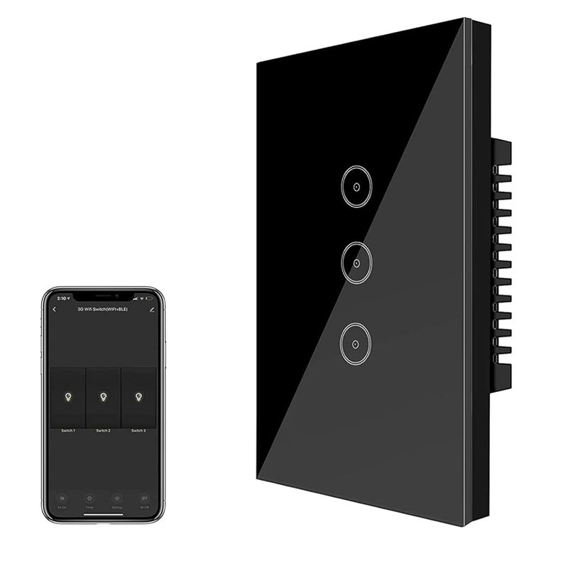 GENERICO - Interruptor Triple Wifi Inteligente Alexa Google Home Wifi