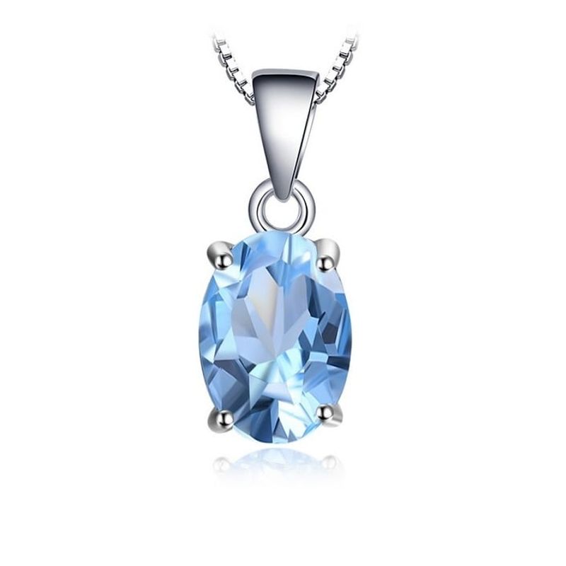 ALHAJAS - Collar Cadena Alhajas Para Mujer Topacio Azul En Plata 925