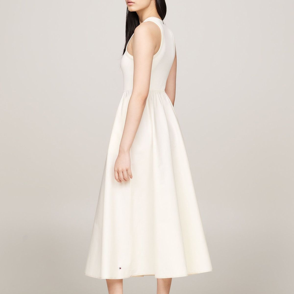 TOMMY HILFIGER - Vestido Beige sin mangas de corte evasé Para Mujer Tommy Hilfiger