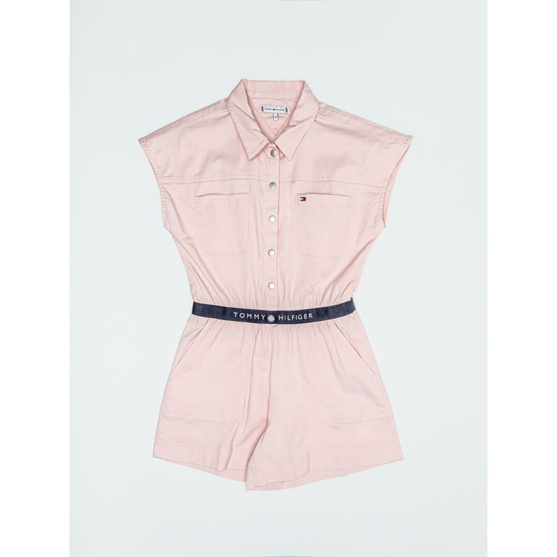 TOMMY HILFIGER - Overol rosado con bolsillos y cinturón Para Niña Tommy Hilfiger