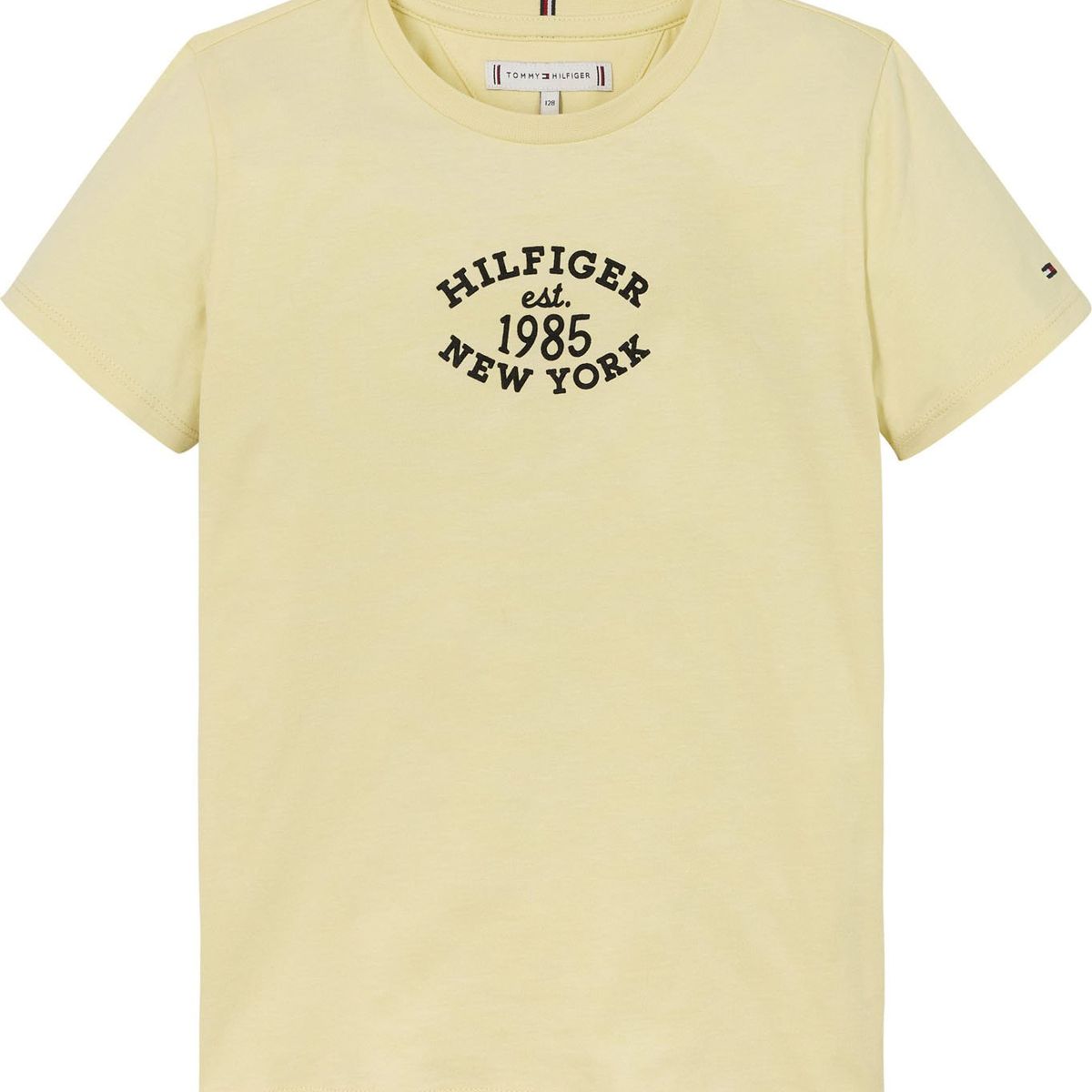 TOMMY HILFIGER - Camiseta Niña Amarilla Corte Slim Y Logo Aterciopelado Tommy Hilfiger