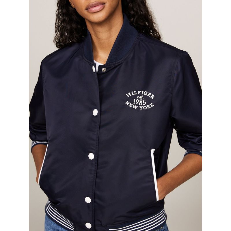 TOMMY HILFIGER - Chaqueta azul bomber de estilo universitario Tommy Hilfiger