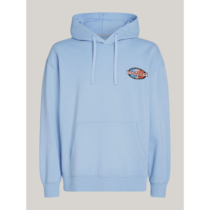 TOMMY HILFIGER - Buzo celeste Archive amplia con capota y logo Tommy Jeans