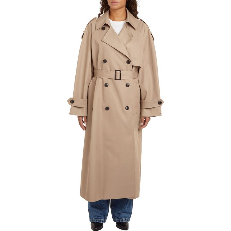 TOMMY HILFIGER - Gabardina beige de corte oversize Tommy Hilfiger