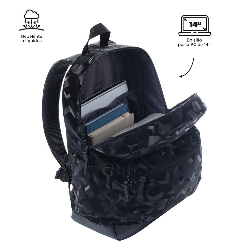 TOTTO - Morral Universitario Porta PC 14" Tocax Negro Mujer
