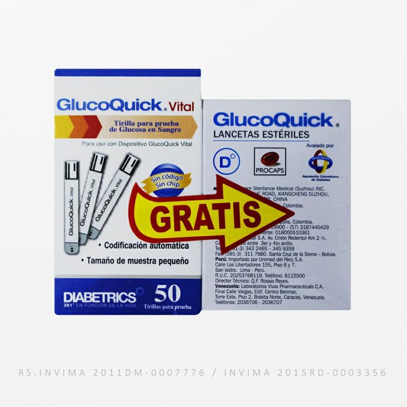 GLUCOQUICK - Oferta Tiras Reactivas Glucoquick X 50 + Lancetas X 50