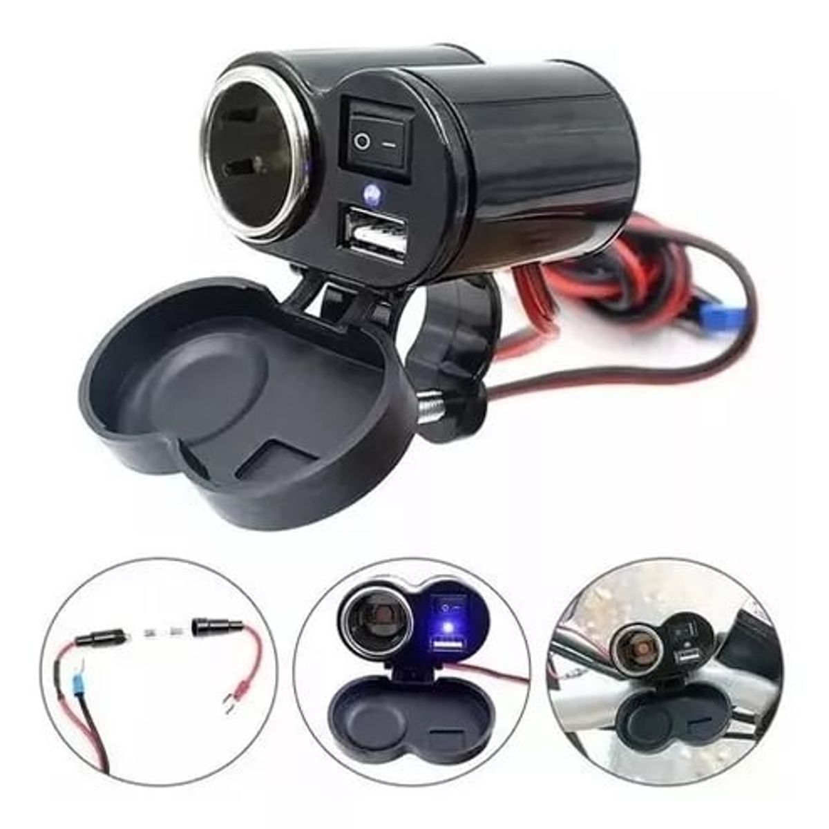 GENERICO - CARGADOR DE MOTO CON  CENICERO