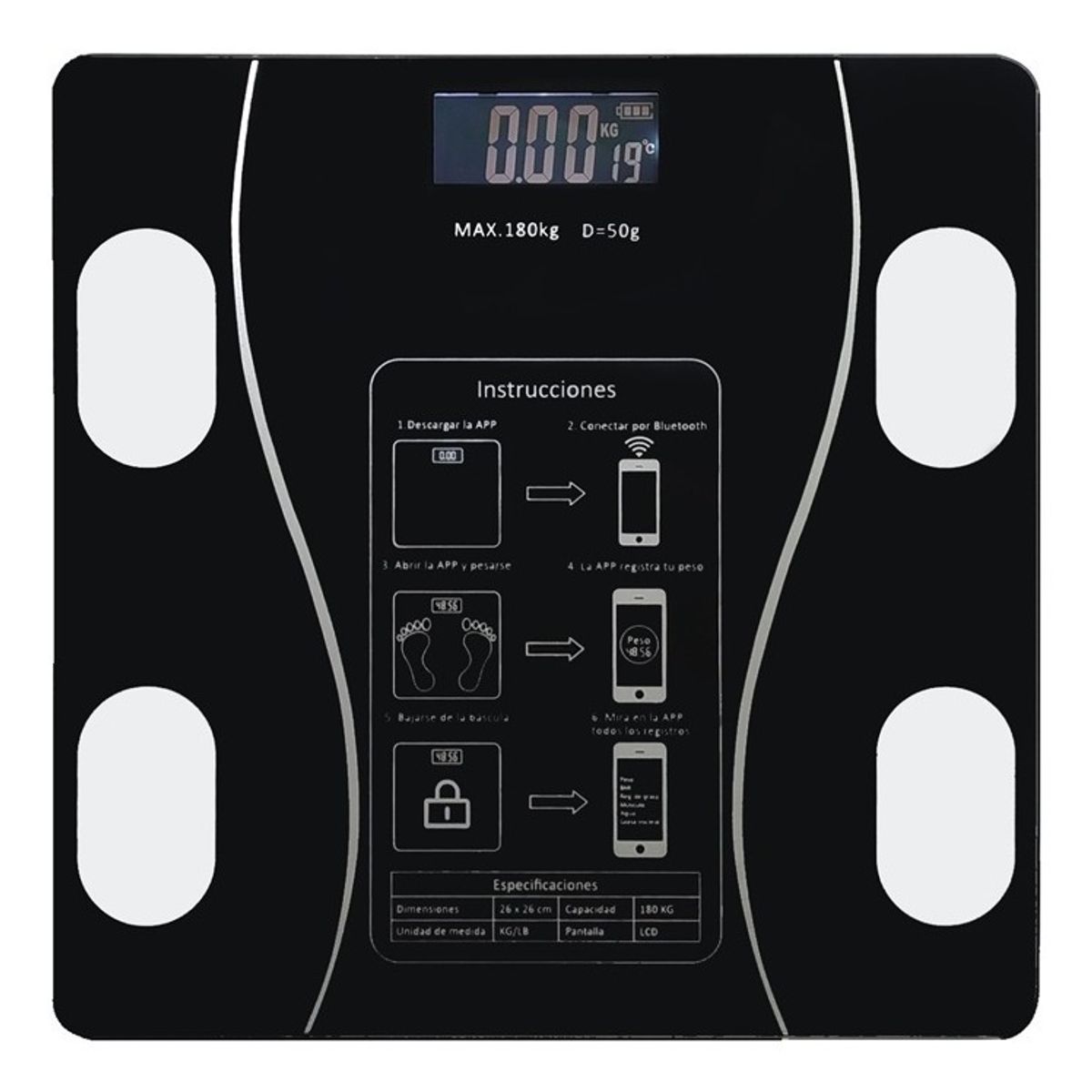 GENERICO - Bascula Inteligente Pesa Bluetooth Vidrio Templa Digital App