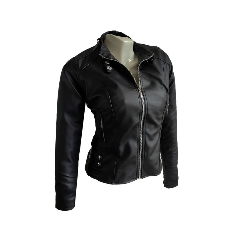 SYK - Chaqueta para mujer de cuero sintético slim