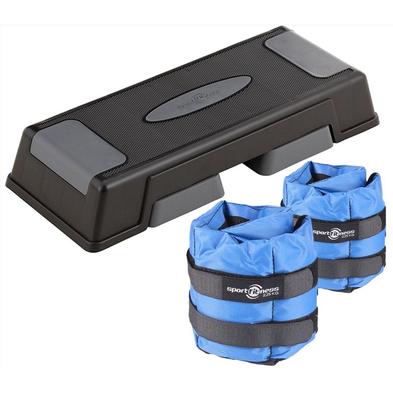 SPORTFITNESS - Banco Step Sportfitness 3 Niveles + Pesas Tobilleras Muñecas