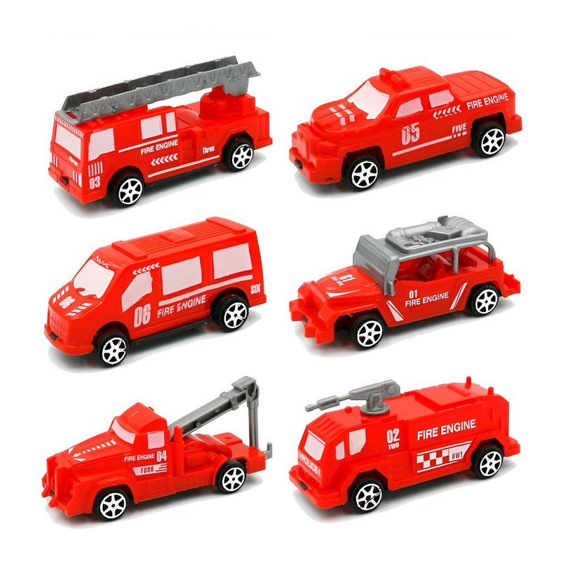 GENERICO - Carro Camiones Bombero Grua X 6 Unidades Juguete Niños