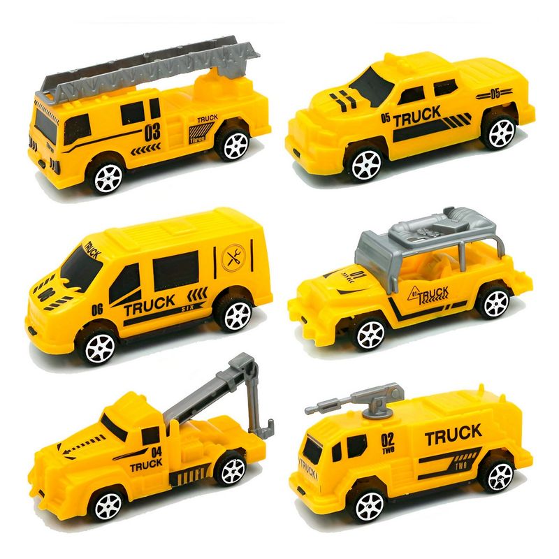 GENERICO - Carro Camiones Construccion Grua X 6 Unidades Juguete Niños