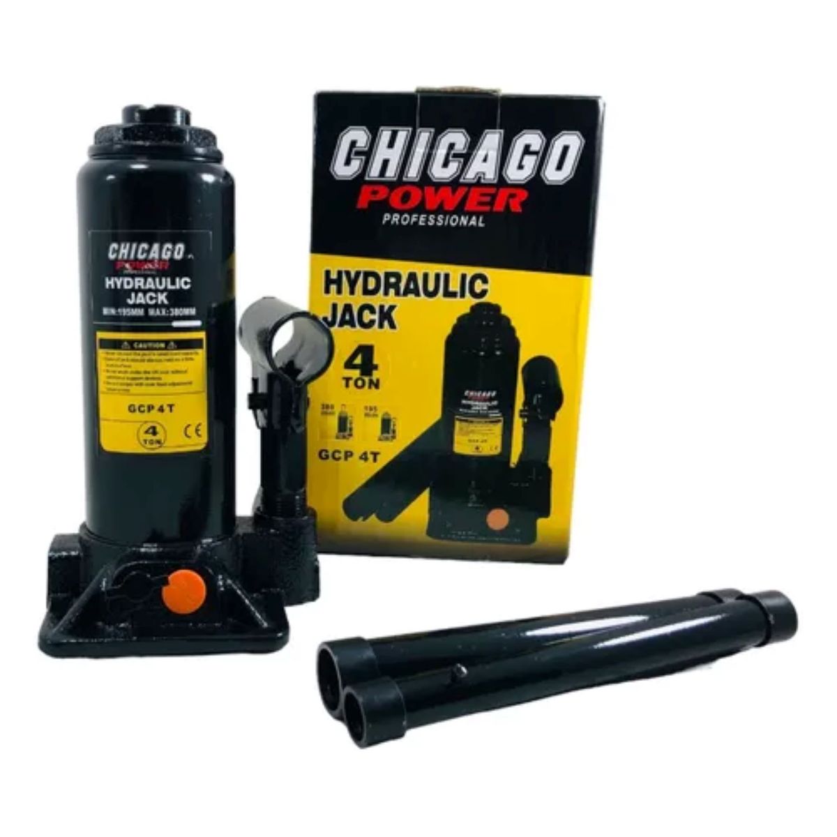 CHICAGO - Gato Tipo Botella Hidráulico 4 Toneladas Profesional