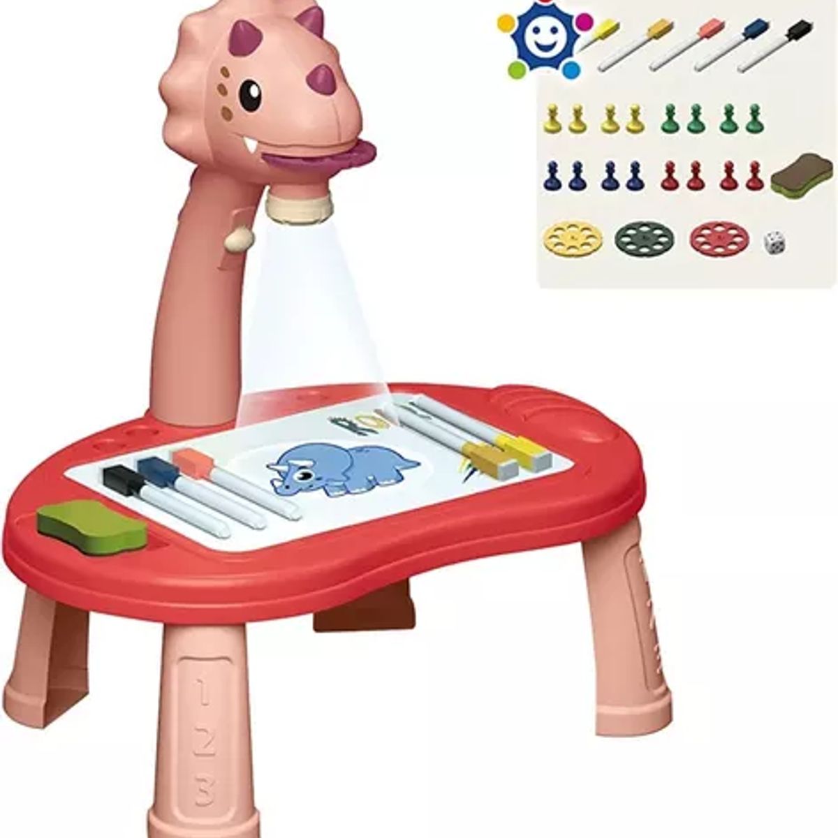 GENERICO - Mesa De Dibujo Musical Con Proyector Dinosaurio Rosada