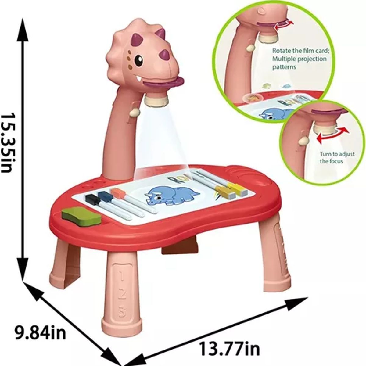 GENERICO - Mesa De Dibujo Musical Con Proyector Dinosaurio Rosada