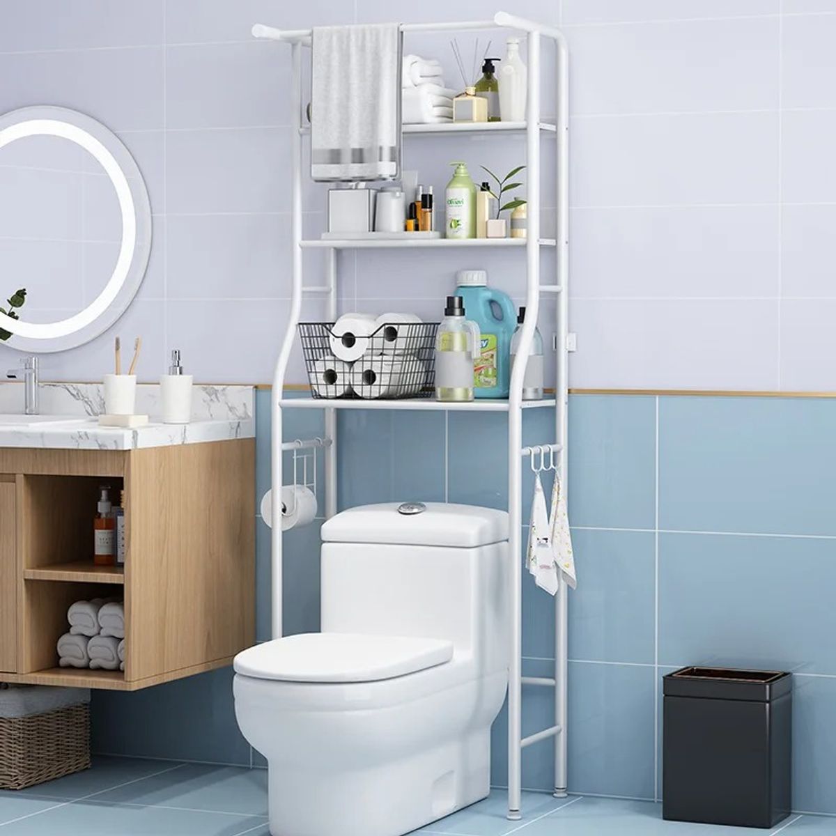 GENERICO - Organizador De Zona Lavandería O Baño Ahorrador De Espacio 3 Niveles