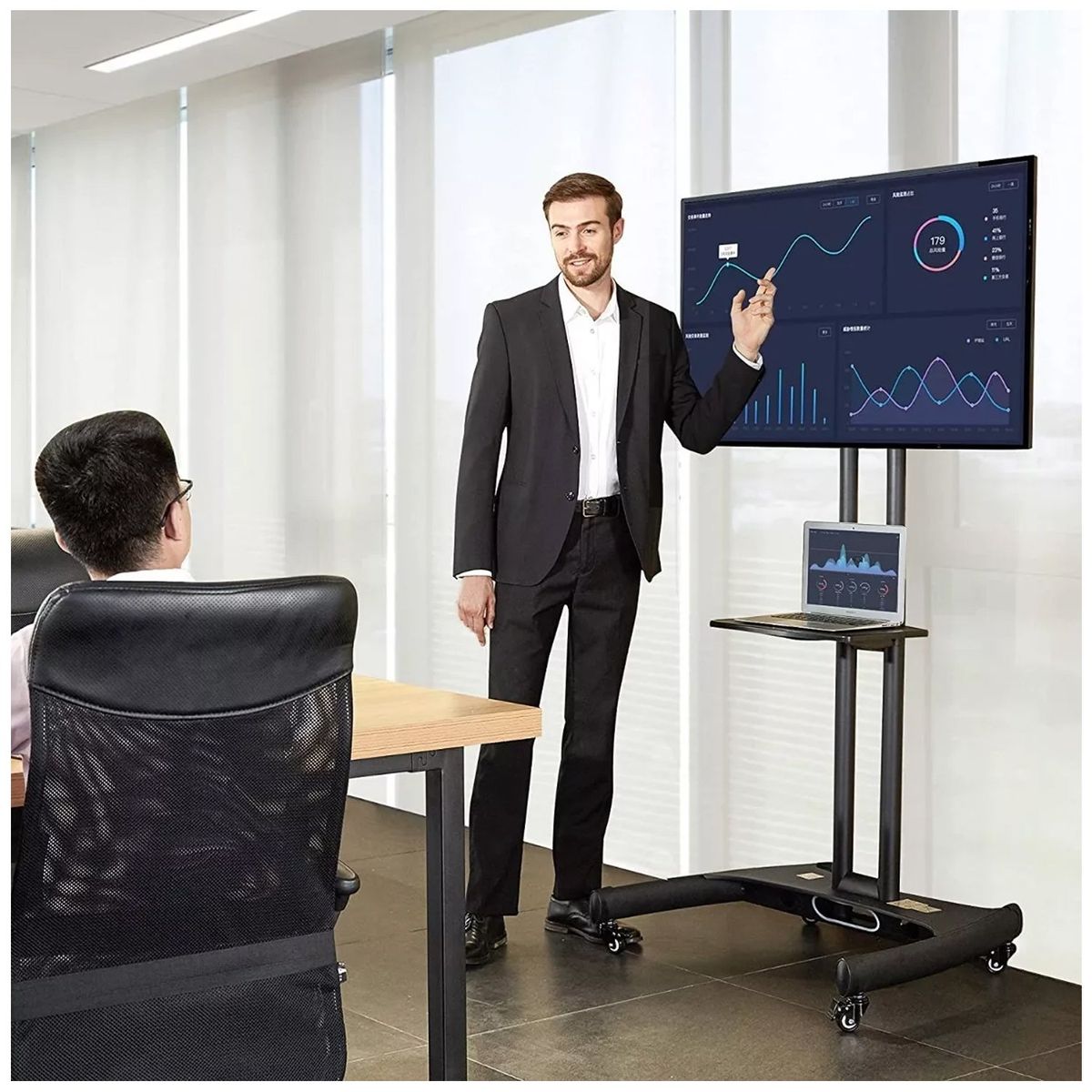 ONE PIXEL - Soporte Tv Movil De Piso Ava 1500 32 A 75 Color Negro