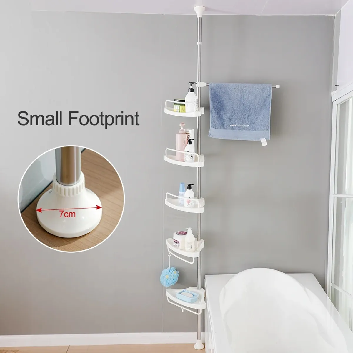 GENERICO - Organizador Esquinero Para Baño Ajustable Hasta 2,4 Mts Alto