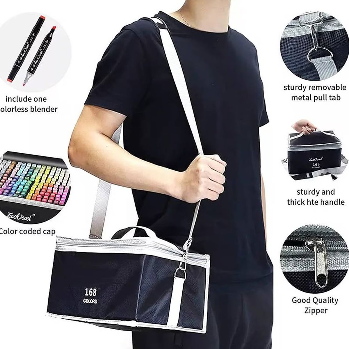 GENERICO - Marcadores Doble Punta Set 168 Unidades Mas Estuche