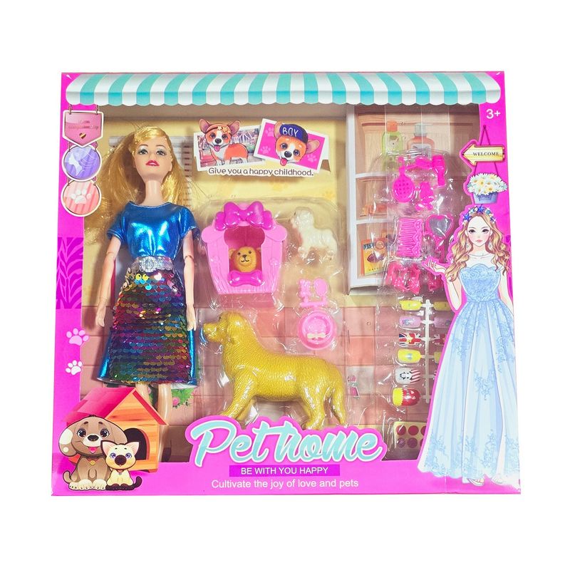 GENERICO - Muñeca Vestido Multicolor Mascotas Golden Casa Accesorio Uña