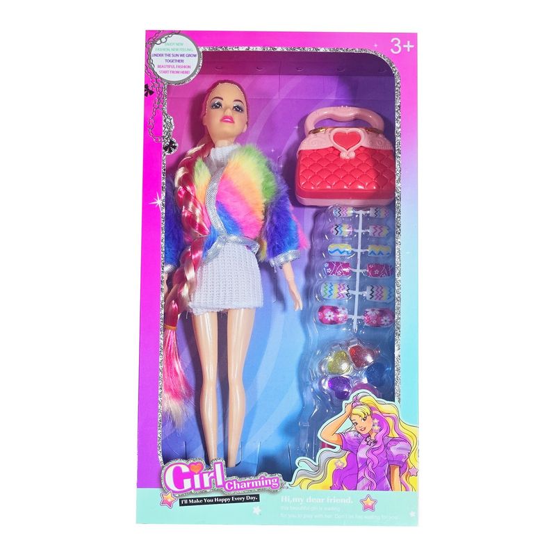 GENERICO - Muñeca Vestido Multicolor Uñas Accesorios Juguete Niñas