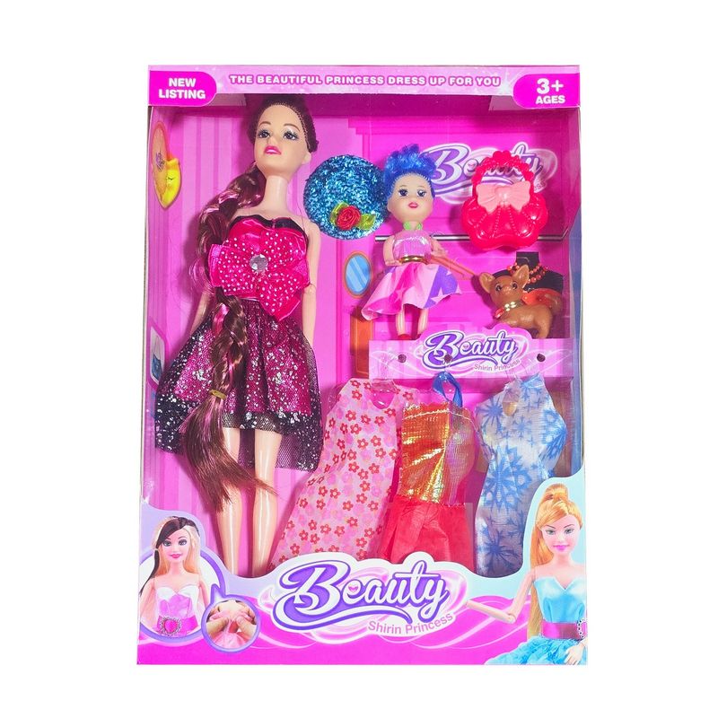 GENERICO - Muñeca Vestidos Sombrero Bolso Niña Mascota Juguete Niñas