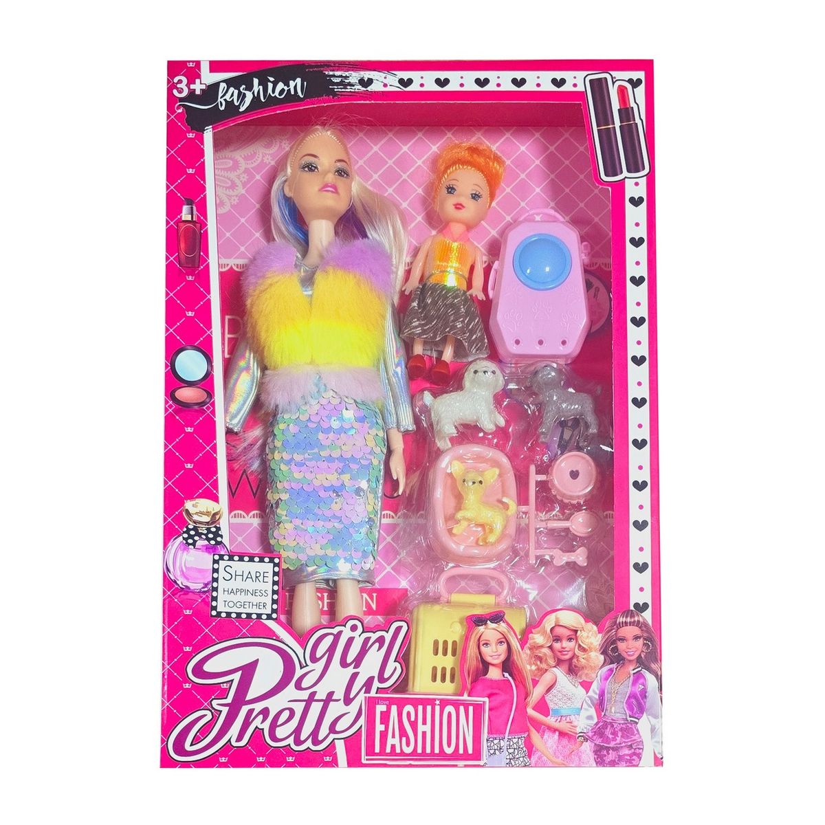 GENERICO - Muñeca Abrigo Vestido Accesorios Mascotas Juego Rol Juguete