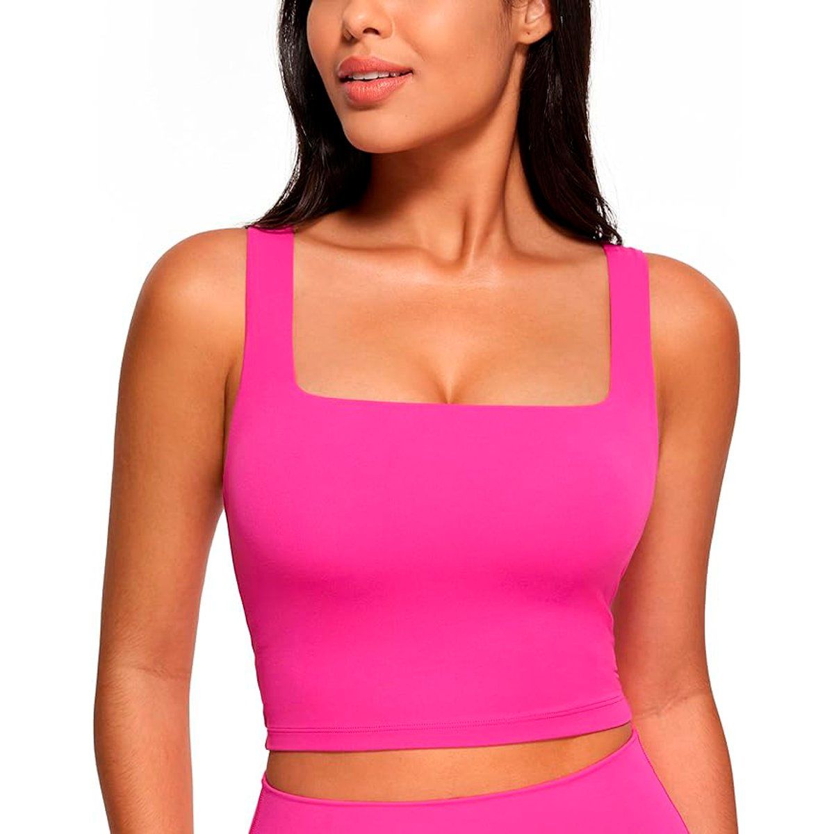 SYK - Blusa Para Mujer Sin Mangas Cuello Cuadrado Unicolor Crop Top