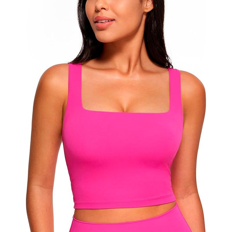 SYK - Blusa Para Mujer Sin Mangas Cuello Cuadrado Unicolor Crop Top.-