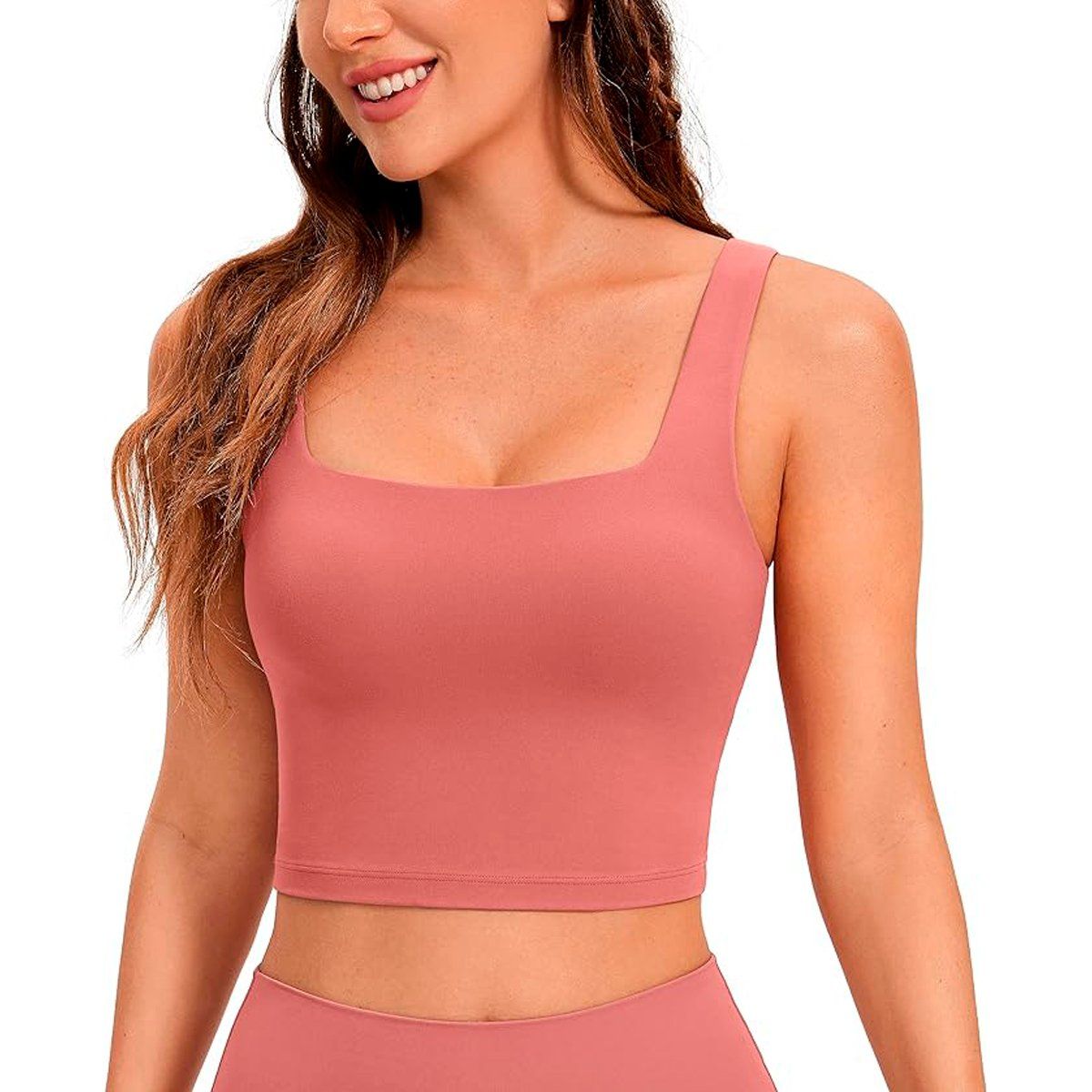 SYK - Blusa Para Mujer Sin Mangas Cuello Cuadrado Unicolor Crop Top