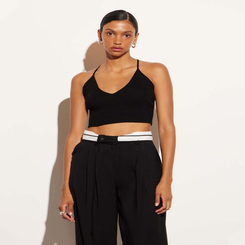 SEVEN SEVEN - Crop Top Para Mujer Manga Sisa Color Negro Marca Seven Seven #28095681
