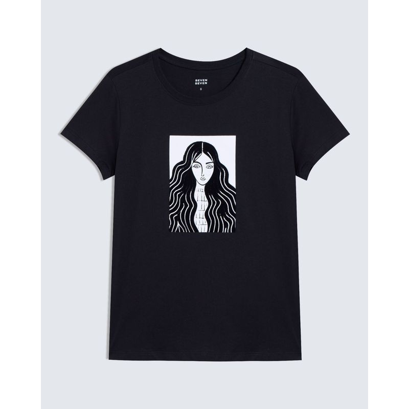 SEVEN SEVEN - Camiseta Para Mujer Manga Corta Color Negro Marca Seven Seven #28095958
