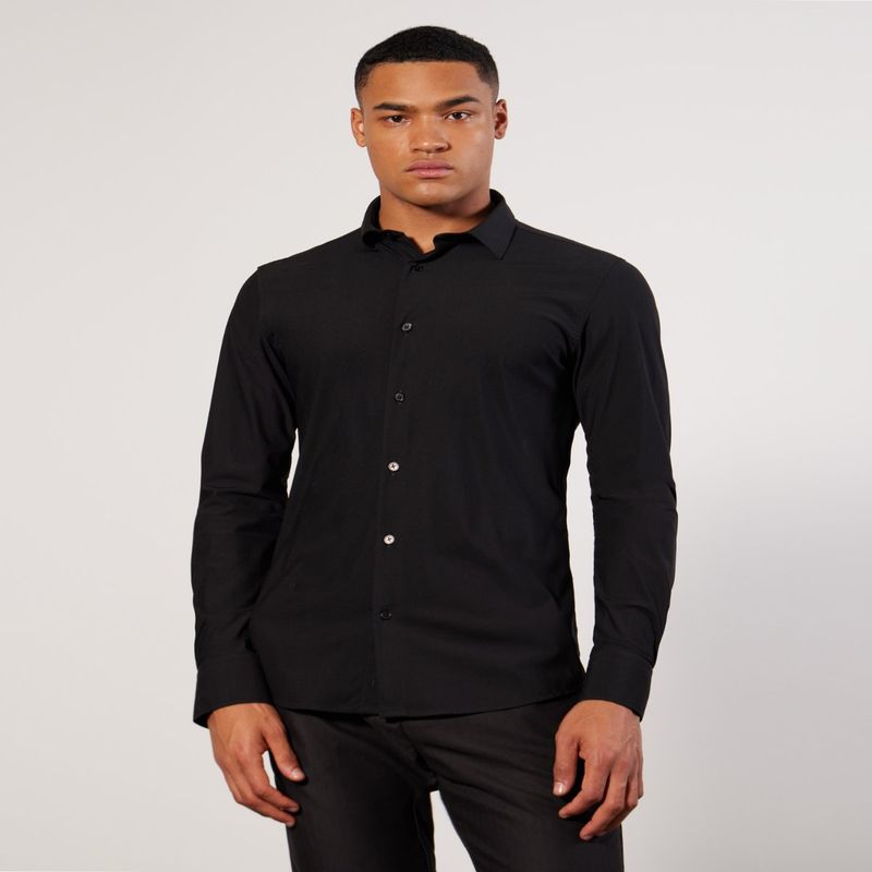 SEVEN SEVEN - Camisa Para Hombre Manga Larga Cuello Casual M Color Negro Marca Seven Seven #45011952