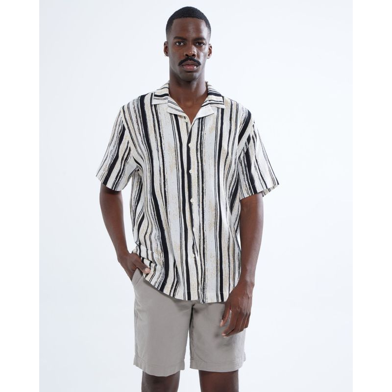SEVEN SEVEN - Camisa Para Hombre Manga Corta  Color Negro Marca Seven Seven #45012005