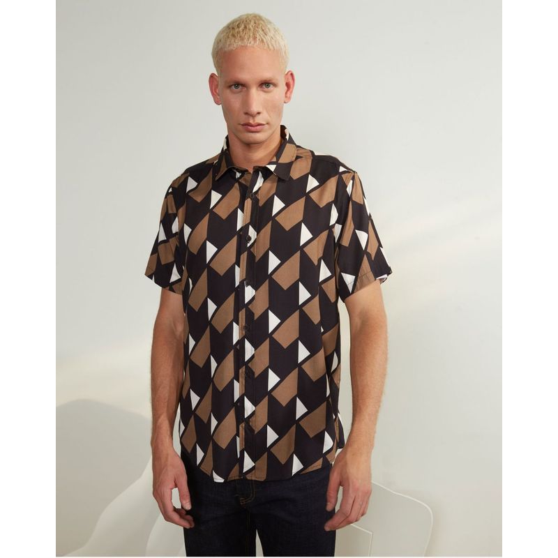 SEVEN SEVEN - Camisa Para Hombre Manga Corta  Color Negro Marca Seven Seven #45011977