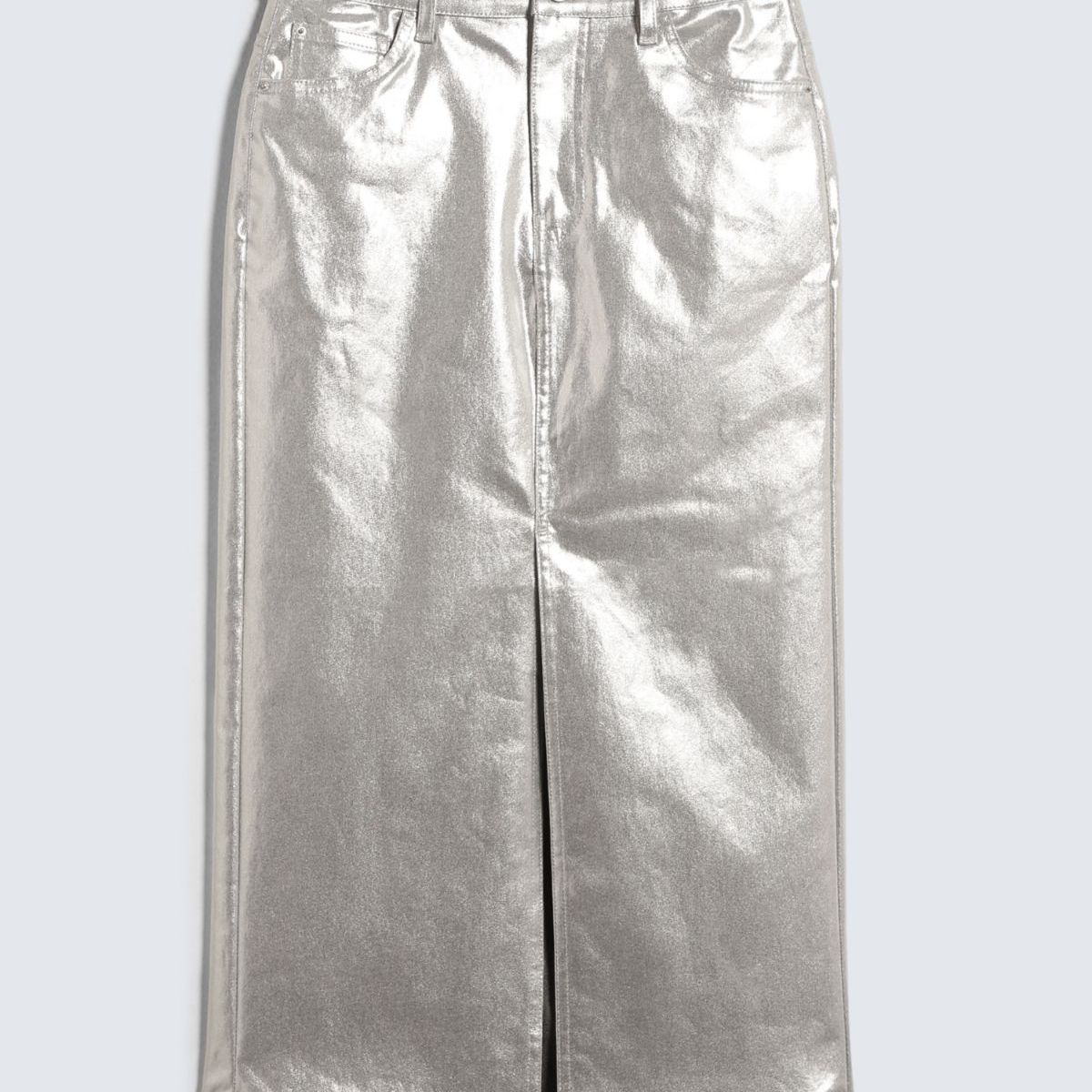 SEVEN SEVEN - Falda Larga Metalizada  Para Mujer Plata Seven Seven