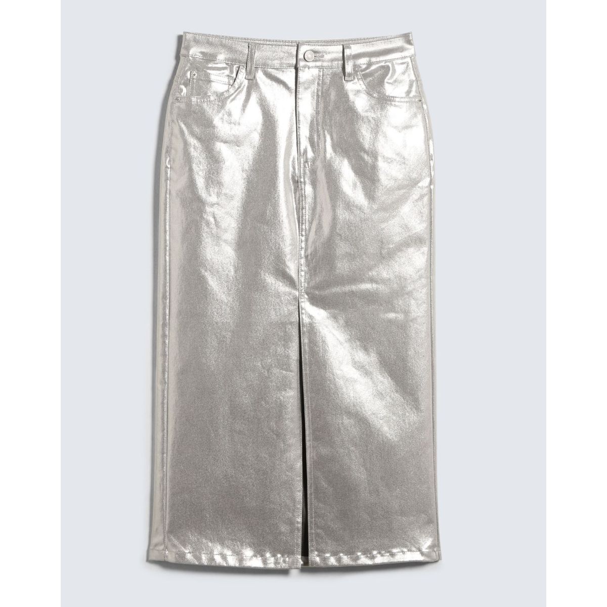 SEVEN SEVEN - Falda Larga Metalizada  Para Mujer Plata Seven Seven