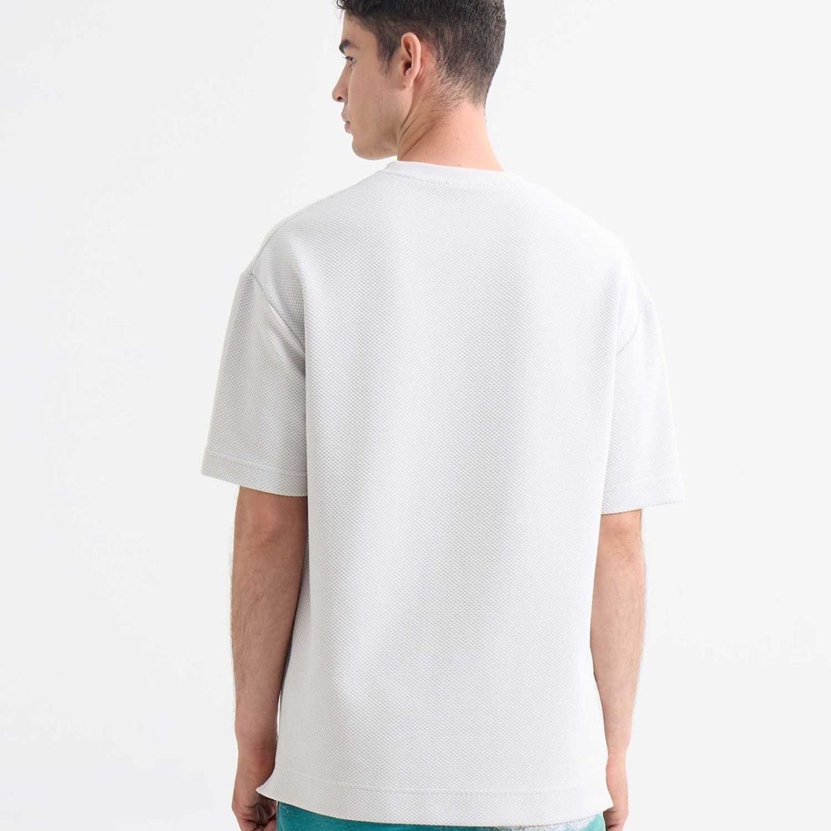 SEVEN SEVEN - Camiseta Tejida Texturizada Oversize  Para Hombre Marfil Seven Seven