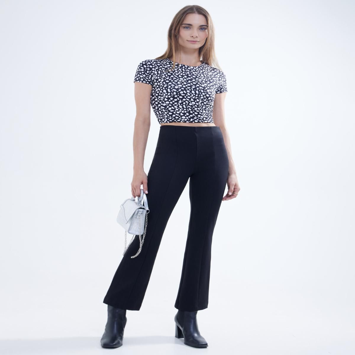 SEVEN SEVEN - Crop Top Para Mujer Manga Corta Color Negro Marca Seven Seven #28095651