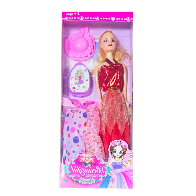 GENERICO - Muñeca Vestidos Bolso Princesa Sombrero Juguete Niñas