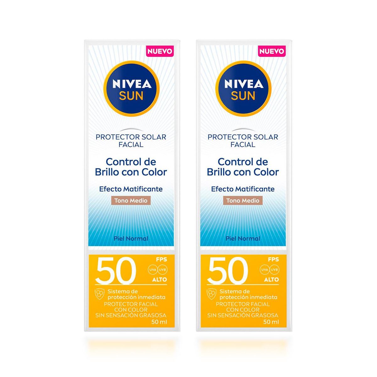 NIVEA - Protector Solar Nivea Control Brillo Tonomedio Fps50 50ml X2