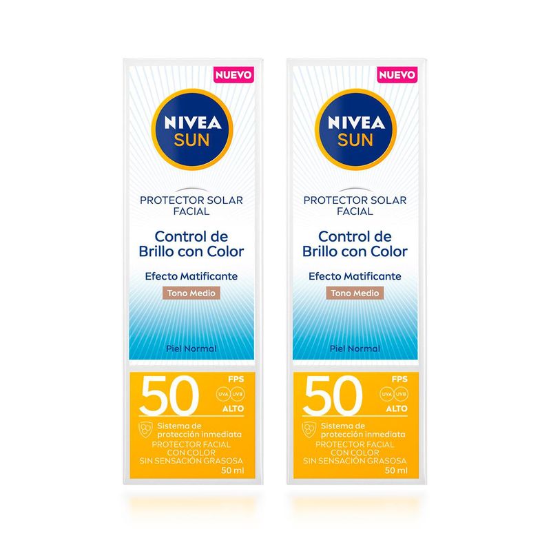 NIVEA - Protector Solar Nivea Control Brillo Tonomedio Fps50 50ml X2