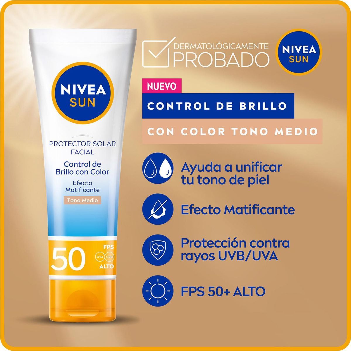 NIVEA - Protector Solar Nivea Control Brillo Tonomedio Fps50 50ml X2