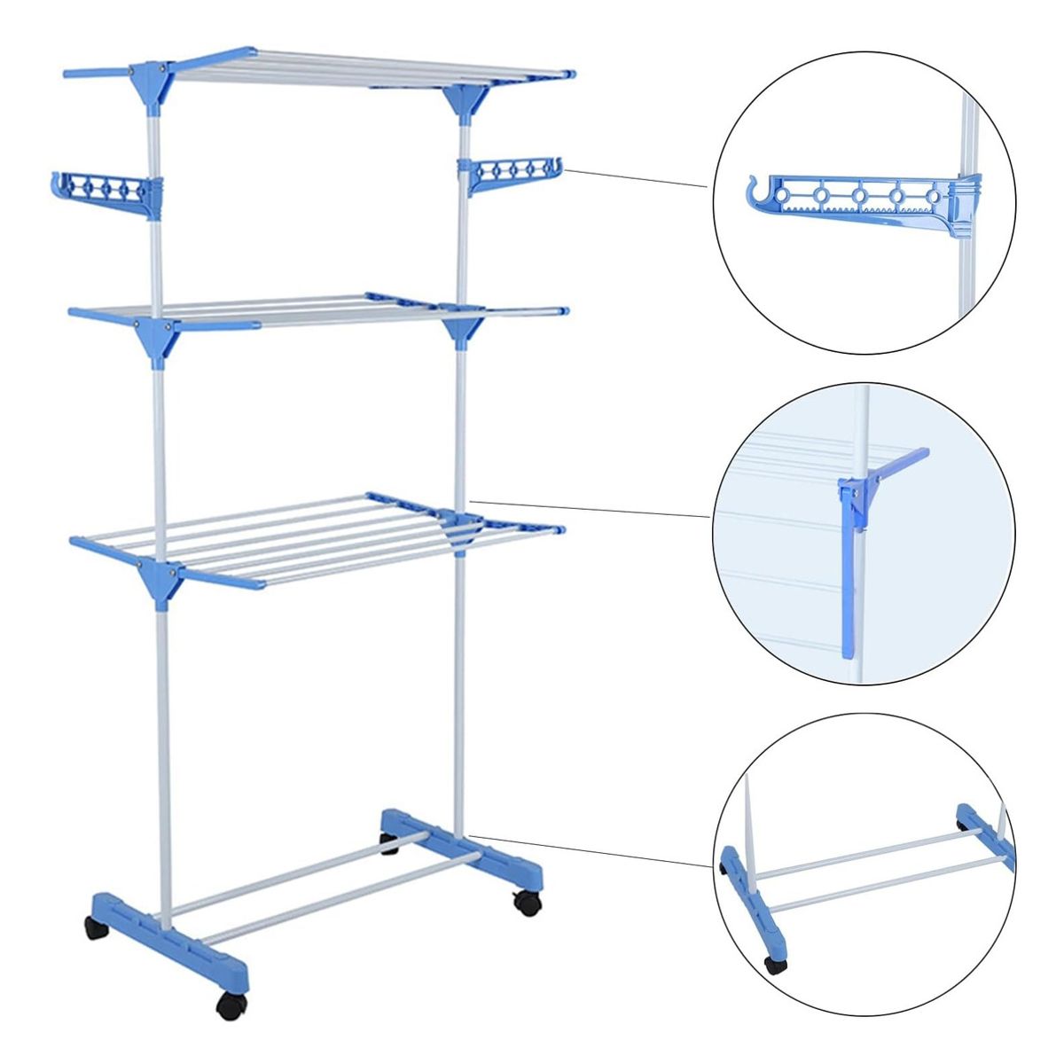 GENERICO - Tendedero Organizador Ropero Plegable Perchero Piso Estante