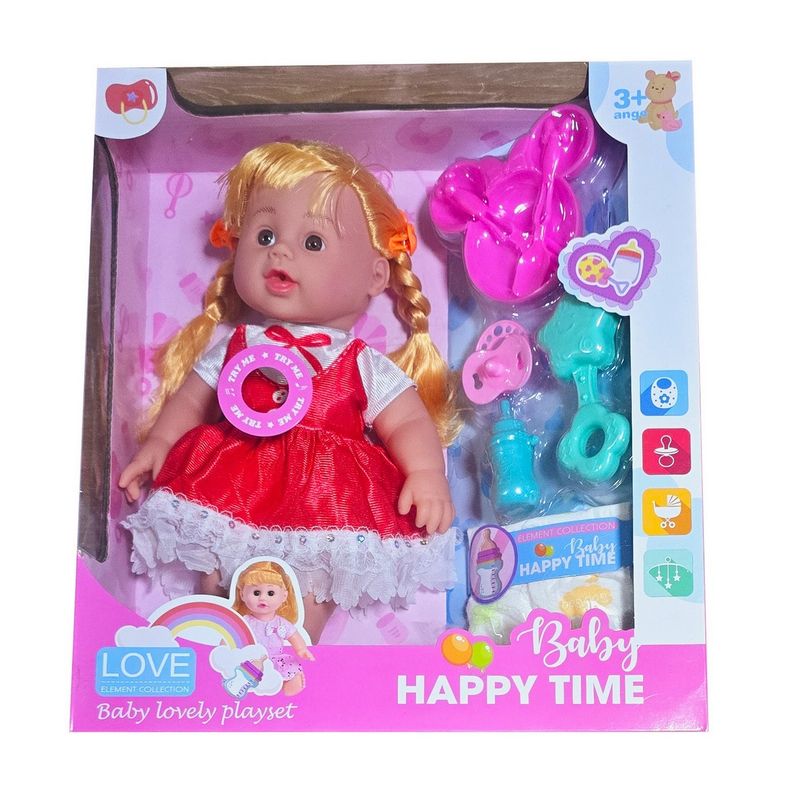 GENERICO - Muñeca Vestido Pañal Chupo Utencilios Comida Juguete Niñas