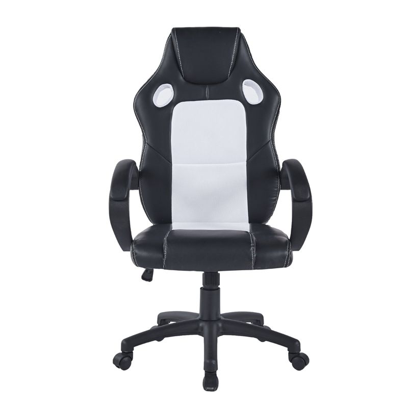 GENERICO - Silla Gamer En Ecocuero Y Malla Ergonómica Oficina Pc blanca