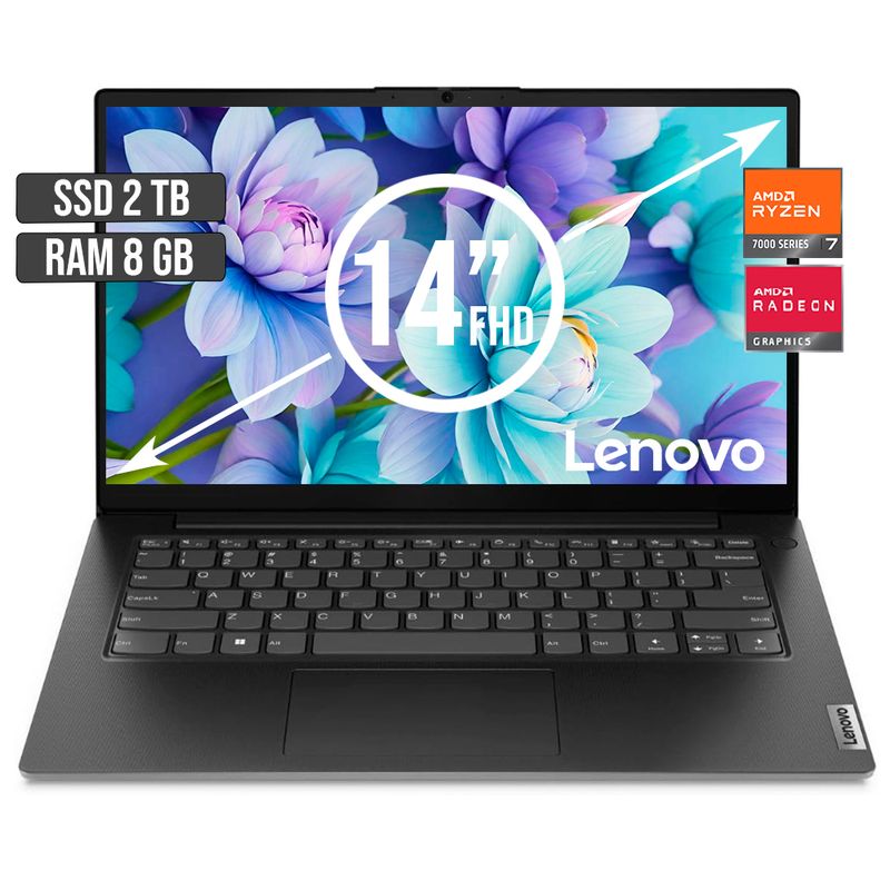 LENOVO - PORTATIL LENOVO AMD RYZEN 7-7730U SSD 2TB RAM 8GB LED 14 FULL HD