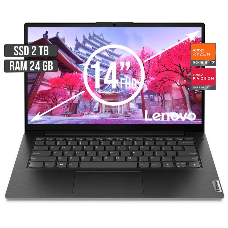 LENOVO - PORTATIL LENOVO AMD RYZEN 7-7730U SSD 2TB RAM 24GB LED 14 FULL HD