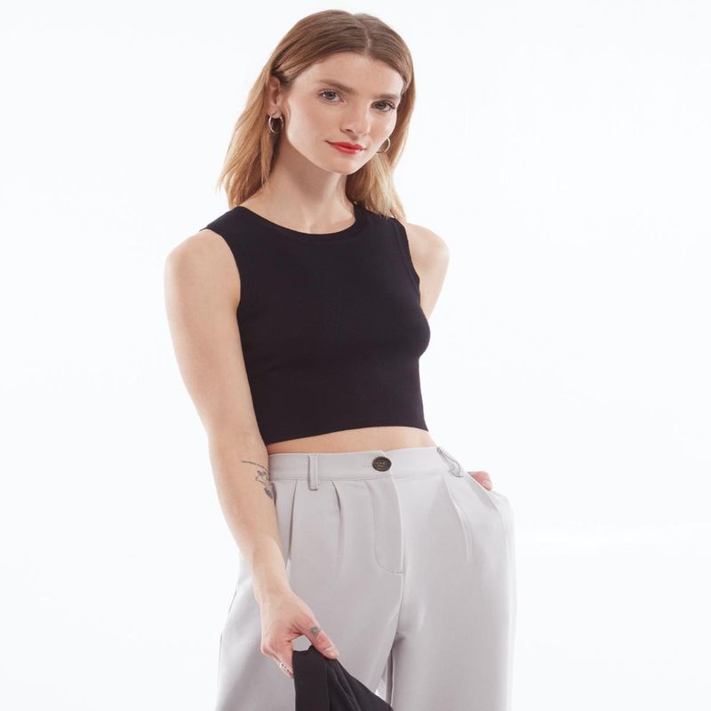SEVEN SEVEN - Camiseta Para Mujer Manga Sisa Cuello Redondo Color Negro Marca Seven Seven #28095505