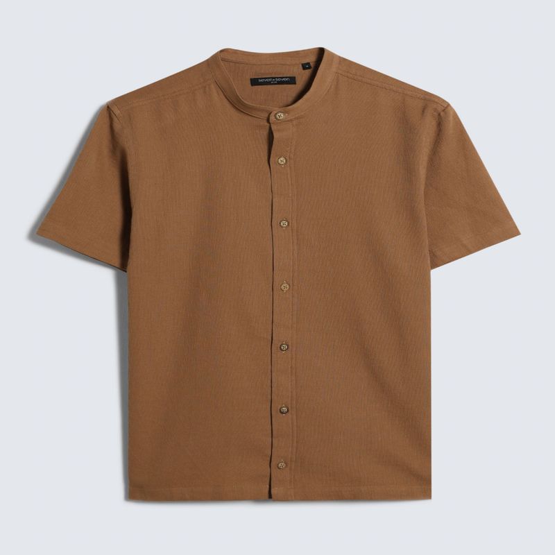 SEVEN SEVEN - Camisa Para Hombre Manga Corta  Color Camel Marca Seven Seven #45012004